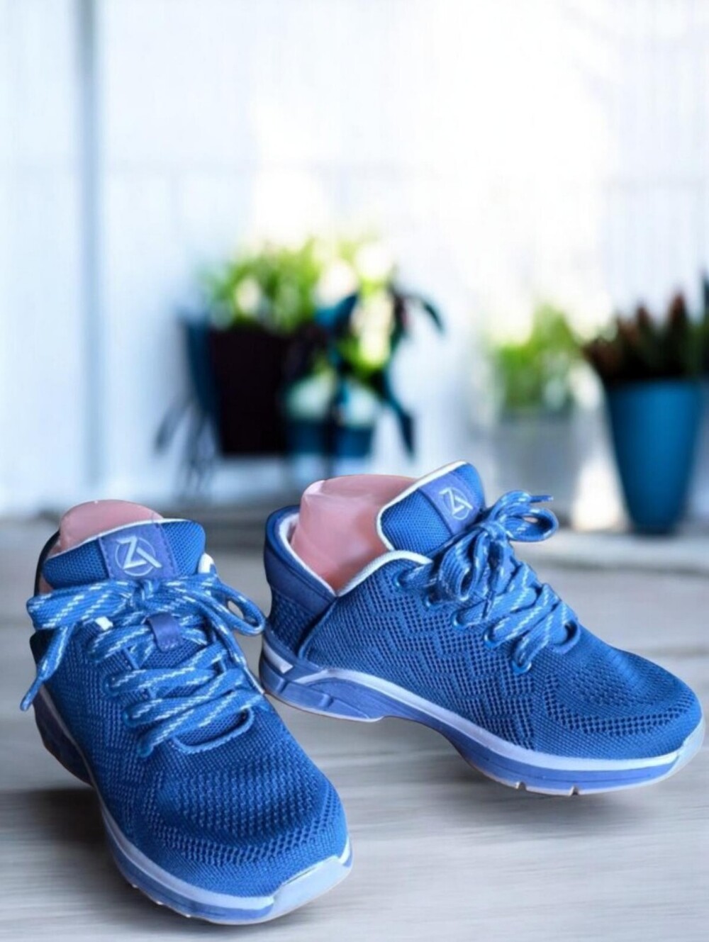ZEBA ( 7 ) Handsfree Slip On Sapphire Blue Gray Mesh Walking Shoes